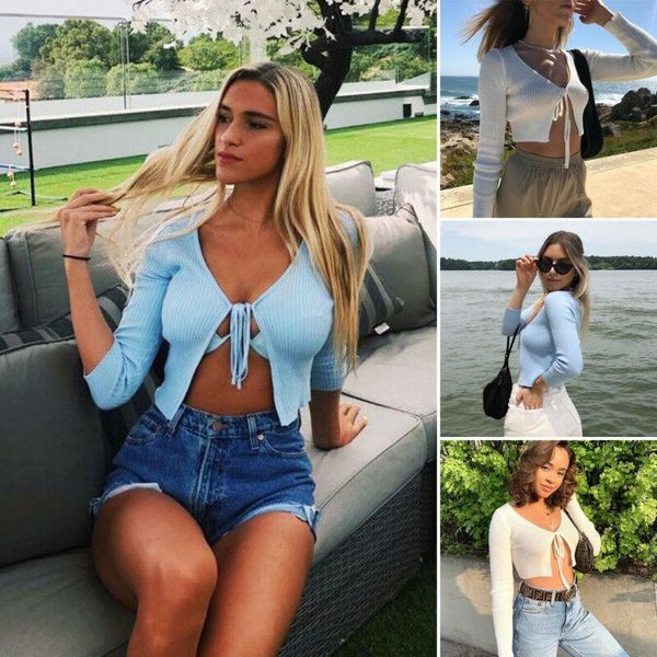 women's t-shirt hirigin women bodycon cardigan casual summer open chest pretty navel long sleeve slim short knitwear, White
women's t-shirt hirigin women bodycon cardigan casual summer open chest pretty navel long sleeve slim short knitwear, White