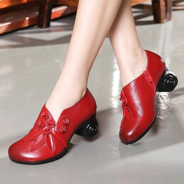 dress shoes concubine beauty national style leather women's high heeled round head thick professional work, Black
dress shoes concubine beauty national style leather women's high heeled round head thick professional work, Black