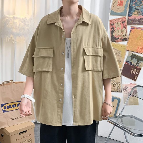 men's casual shirts vintage cargo button up cardigan blouse for men women shirt summer pocket clothes techwear clothing korean fashion, White;black
men's casual shirts vintage cargo button up cardigan blouse for men women shirt summer pocket clothes techwear clothing korean fashion, White;black