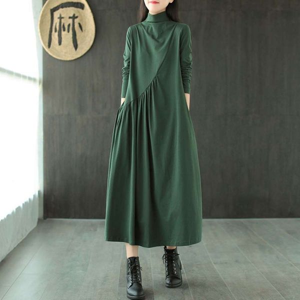 temperament new large base sleeve winter dress women's 2020 autumn literature art loose versatile high collar medium and long skirt hot, Black;gray
temperament new large base sleeve winter dress women's 2020 autumn literature art loose versatile high collar medium and long skirt hot, Black;gray