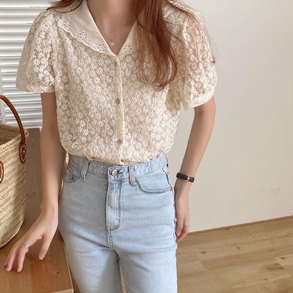 elegant blouses woman 2021 new fashion korean petal sleeve style women short sleeve lapel solid hollow out lace shirt blusas, White
elegant blouses woman 2021 new fashion korean petal sleeve style women short sleeve lapel solid hollow out lace shirt blusas, White