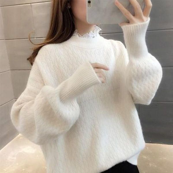 women's sweaters white mohair thicken turtleneck sweater autumn winter sweet fashion lantern sleeve casual solid color pullover pull fe, White;black
women's sweaters white mohair thicken turtleneck sweater autumn winter sweet fashion lantern sleeve casual solid color pullover pull fe, White;black
