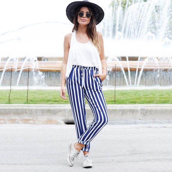 women's pants & capris women harem 2021 spring autumn solid high wait loose casual elastic waist ankle-length blue and white stripes, Black;white
women's pants & capris women harem 2021 spring autumn solid high wait loose casual elastic waist ankle-length blue and white stripes, Black;white