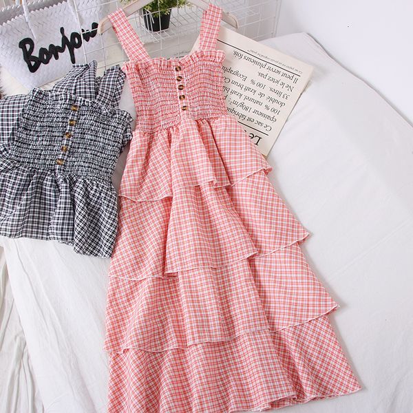 2021 new summer sweet plaid women slim high waisted spaghetti strap midi casual es ladies ruffles layer long robe vestido s8mg, Black;gray
2021 new summer sweet plaid women slim high waisted spaghetti strap midi casual es ladies ruffles layer long robe vestido s8mg, Black;gray
