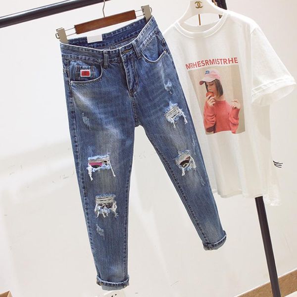 women's jeans autumn spring women tassel hole high zipper ankle length pants female loose casual fashion haren zx133, Blue
women's jeans autumn spring women tassel hole high zipper ankle length pants female loose casual fashion haren zx133, Blue