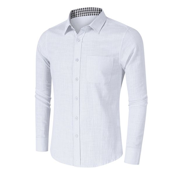 men katoen linen fast plaid turn-down collar long mouwen herfst winter business shirt camisas masculina men's clothing, White;black 
men katoen linen fast plaid turn-down collar long mouwen herfst winter business shirt camisas masculina men's clothing, White;black