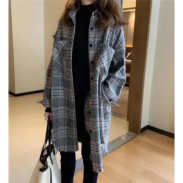 womens shirt plaid autumn and winter women mid-length blouse long-sleeved thicken coat blouse women 2021, Tan;black
womens shirt plaid autumn and winter women mid-length blouse long-sleeved thicken coat blouse women 2021, Tan;black