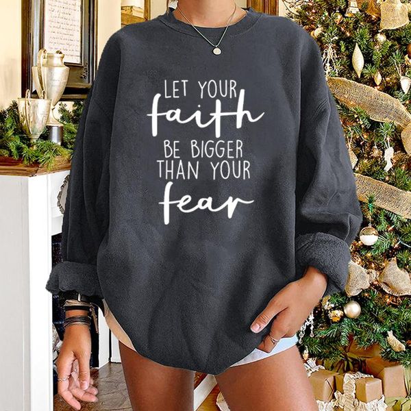 women's hoodies & sweatshirts seeyoushy women let your faith be bigger than fear letter print crewneck casual long sleeve drop-shoulder, Black
women's hoodies & sweatshirts seeyoushy women let your faith be bigger than fear letter print crewneck casual long sleeve drop-shoulder, Black