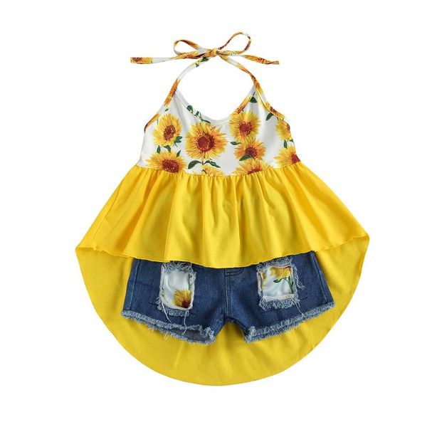 clothing sets focusnorm fashion kids girls clothes sunflower sleeveless irregular sling + elastic waist ripped denim shorts 1-6y, White
clothing sets focusnorm fashion kids girls clothes sunflower sleeveless irregular sling + elastic waist ripped denim shorts 1-6y, White