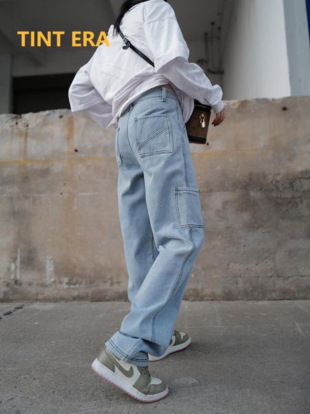 women's jeans tint era tall long pants overalls high waist mujer woman wide leg loose 2021 autumn thin slim straight y2k, Blue 
women's jeans tint era tall long pants overalls high waist mujer woman wide leg loose 2021 autumn thin slim straight y2k, Blue