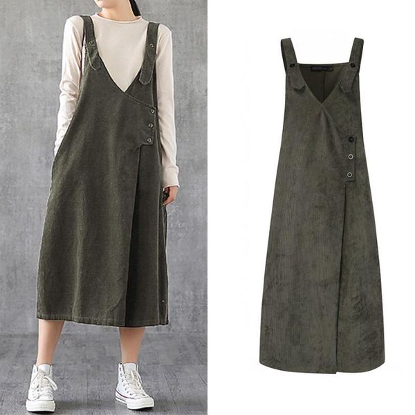 casual dresses women's sundress zanzea 2021 kaftan corduroy overall dress button suspender mid-calf vestidos female solid robe, Black;gray
casual dresses women's sundress zanzea 2021 kaftan corduroy overall dress button suspender mid-calf vestidos female solid robe, Black;gray