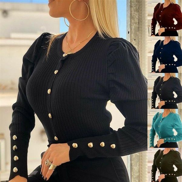 women's sweaters women puff sleeve button knitted sweater casual streetwear vintage slim fit blouse ladies jumper pullover, White;black
women's sweaters women puff sleeve button knitted sweater casual streetwear vintage slim fit blouse ladies jumper pullover, White;black