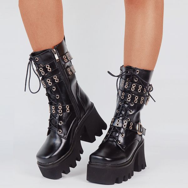 new round toe platform chunky heel mortorcycle boots lace up buckle punk cool streetwear autumn shoes woman, Black
new round toe platform chunky heel mortorcycle boots lace up buckle punk cool streetwear autumn shoes woman, Black
