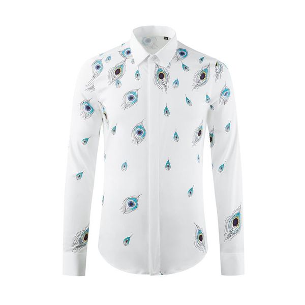 men's casual shirts peacock feathers digital printing male luxury long sleeve mens dress fashion slim party man, White;black
men's casual shirts peacock feathers digital printing male luxury long sleeve mens dress fashion slim party man, White;black