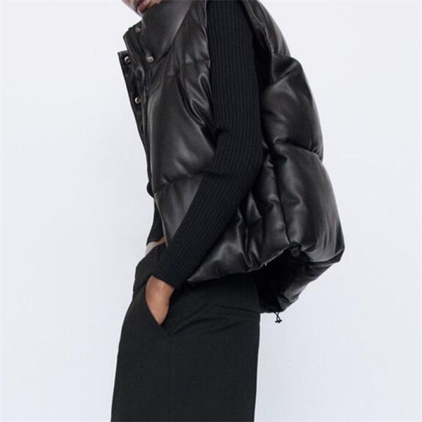 black parka womens waistcoat winter sleeveless stand collar adjustable hem pu leather jacket vest women coat, Black;white
black parka womens waistcoat winter sleeveless stand collar adjustable hem pu leather jacket vest women coat, Black;white
