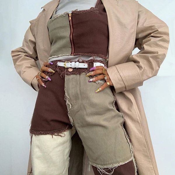 2 piece set patchwork outfits women winter denim jacket coats and straight pants 2021 streetwear casual matching sets, White
2 piece set patchwork outfits women winter denim jacket coats and straight pants 2021 streetwear casual matching sets, White