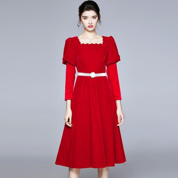 casual dresses elegant lady long sleeve autumn winter mid calf velour dress women designers square collar cocktail party robe femme vestidos, Black;gray
casual dresses elegant lady long sleeve autumn winter mid calf velour dress women designers square collar cocktail party robe femme vestidos, Black;gray