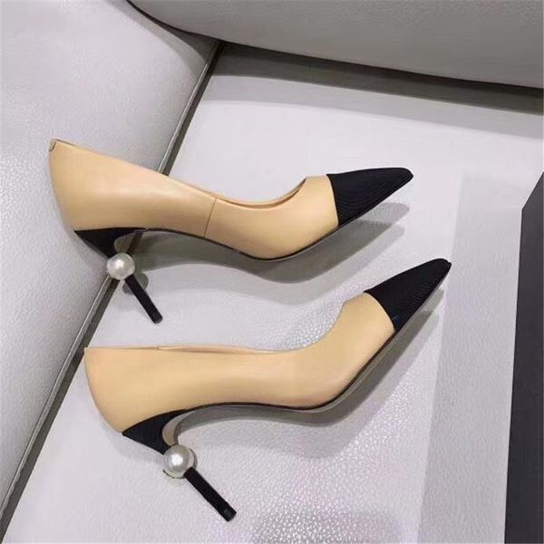 2021 spring designer classic splicing tweed leather high heels women wedding party pointed toe pearl shoes, Black
2021 spring designer classic splicing tweed leather high heels women wedding party pointed toe pearl shoes, Black
