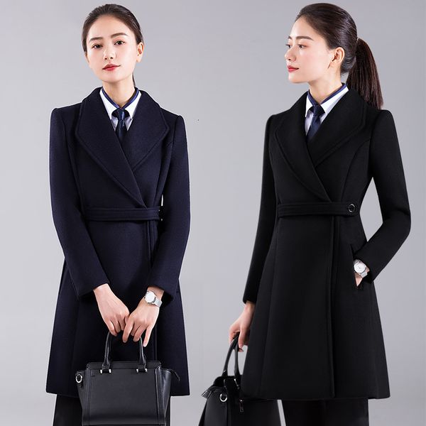 female fashion woman's wool new winter bandage woolen coat in long section of the waist was fine business wear jacket 2fcc, Black
female fashion woman's wool new winter bandage woolen coat in long section of the waist was fine business wear jacket 2fcc, Black