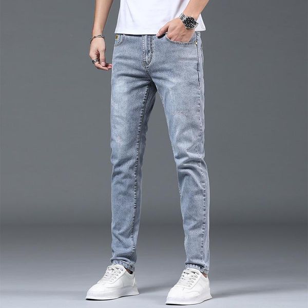 men's jeans 2021 summer thin nine divided pants light fit, straight leg, korean edition, stretched, recreational small leg, Blue
men's jeans 2021 summer thin nine divided pants light fit, straight leg, korean edition, stretched, recreational small leg, Blue