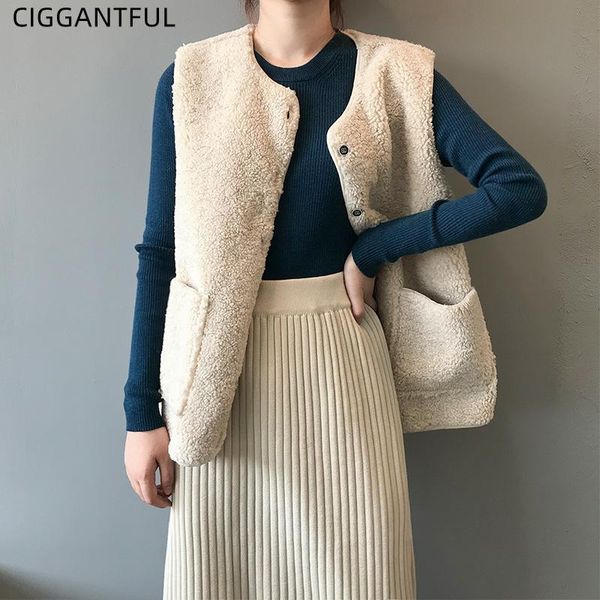 women's vests 2021 autumn winter lamb hair warm vest women korean loose sleeveless plush waistcoat jacket ladies fashion casual outerwe, Black;white
women's vests 2021 autumn winter lamb hair warm vest women korean loose sleeveless plush waistcoat jacket ladies fashion casual outerwe, Black;white