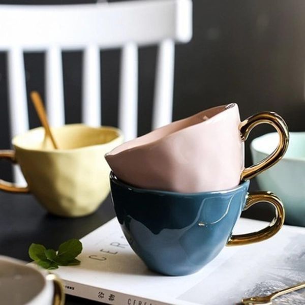 300ml mark coffee cup nordic style multiple colors gilded milk irregular edge color glaze strengthened porcelain material
300ml mark coffee cup nordic style multiple colors gilded milk irregular edge color glaze strengthened porcelain material