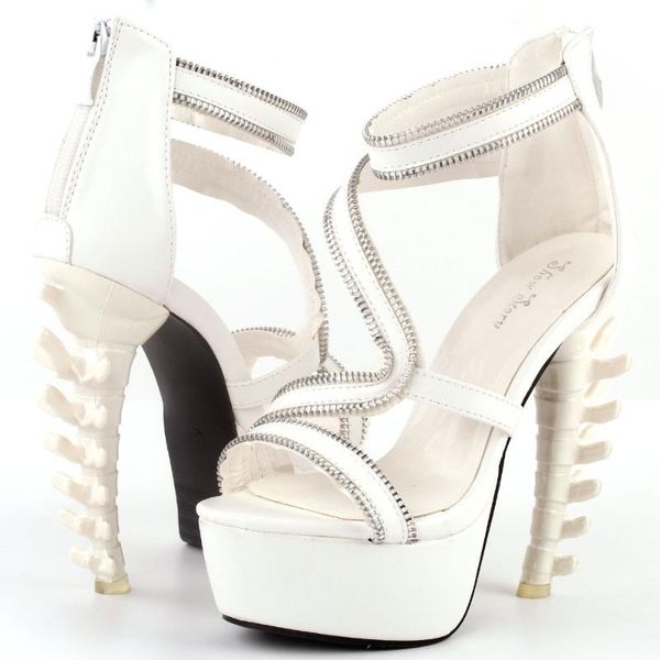 dress shoes lf80657 show story punk white zipper strappy ankle strap platform bone heel club sandals, Black
dress shoes lf80657 show story punk white zipper strappy ankle strap platform bone heel club sandals, Black