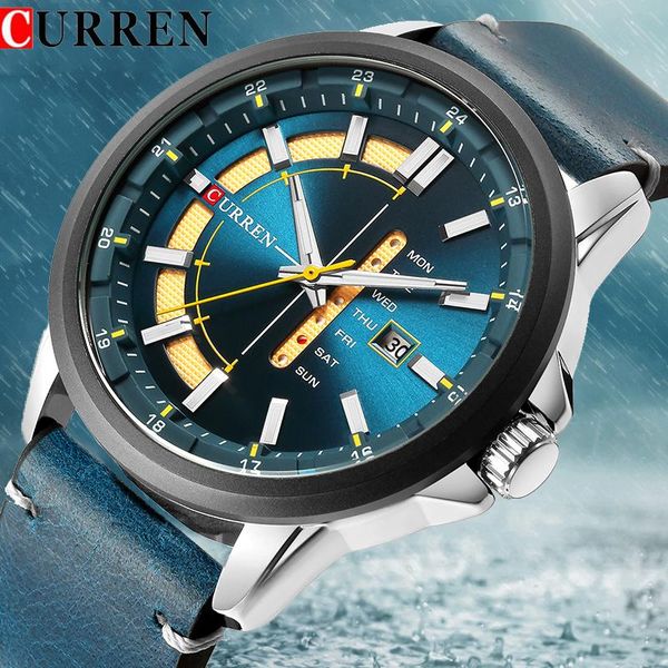 wristwatches curren luxury men brand quartz watches waterproof leather strap casual sport male wrist watch with date and week display, Slivery;brown
wristwatches curren luxury men brand quartz watches waterproof leather strap casual sport male wrist watch with date and week display, Slivery;brown