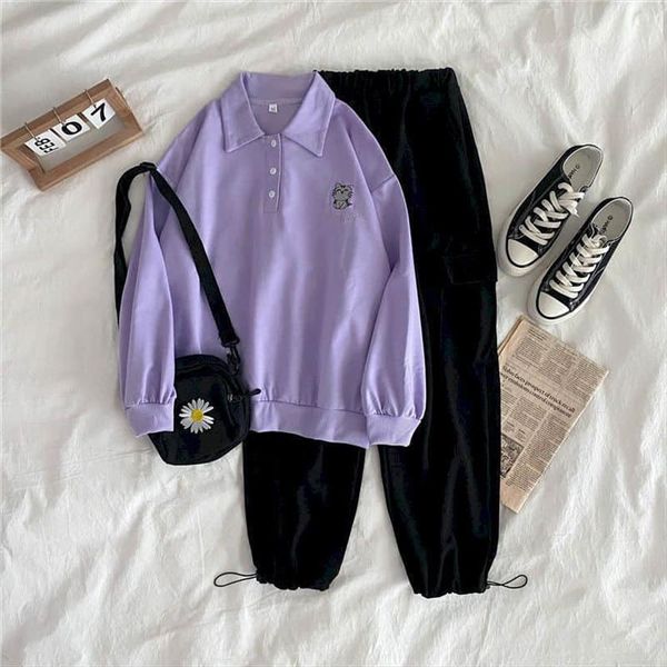 two piece outfits sets clothes womenpant long sleeved casual tooling leggings suit female student korean loose cn origin, White
two piece outfits sets clothes womenpant long sleeved casual tooling leggings suit female student korean loose cn origin, White