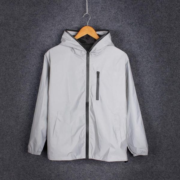 men's jackets long sleeve zipper reflective jacket hooded windbreaker street style couple wear, Black;brown
men's jackets long sleeve zipper reflective jacket hooded windbreaker street style couple wear, Black;brown