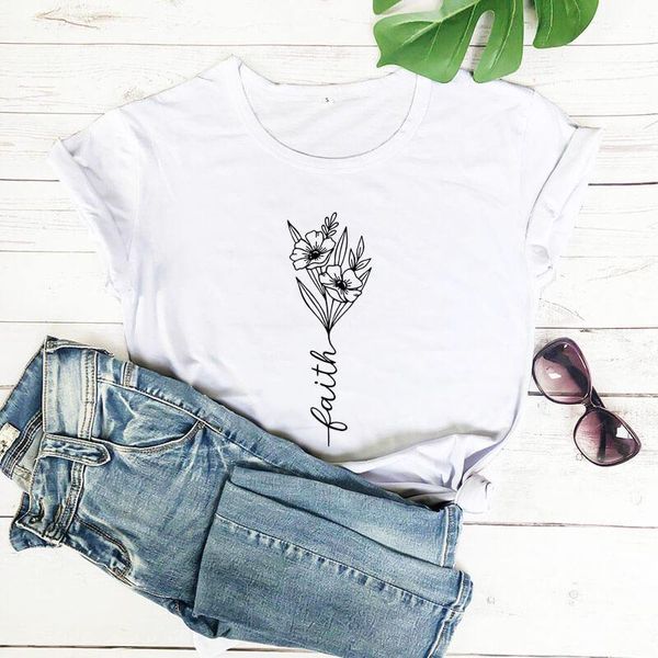 women's t-shirt faith bouquet graphic arrival summer 100%cotton casual funny t shirt chiristian shirts religious, White
women's t-shirt faith bouquet graphic arrival summer 100%cotton casual funny t shirt chiristian shirts religious, White