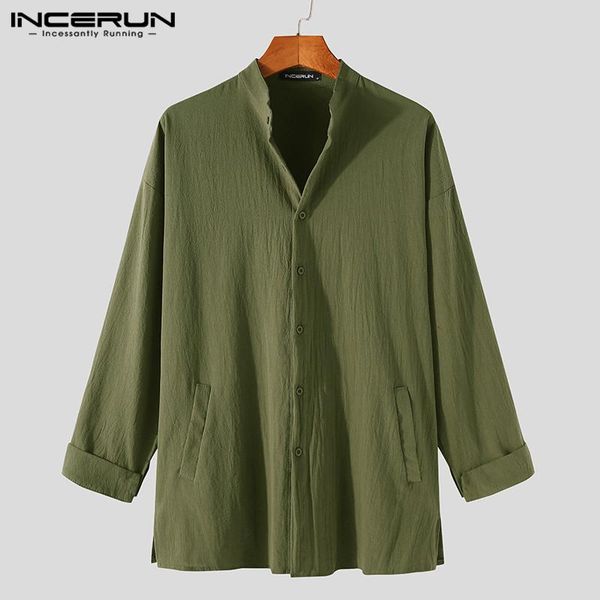 men's casual shirts incerun loose cotton button camisa pocket dress shirt vintage solid color long sleeve men stand collar leisure blou, White;black
men's casual shirts incerun loose cotton button camisa pocket dress shirt vintage solid color long sleeve men stand collar leisure blou, White;black