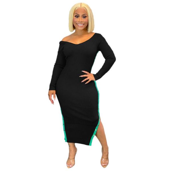 rivet stripe patchwork long dress party black red v neck knitted dresses fashion autumn winter women's split button dress, Black;gray
rivet stripe patchwork long dress party black red v neck knitted dresses fashion autumn winter women's split button dress, Black;gray