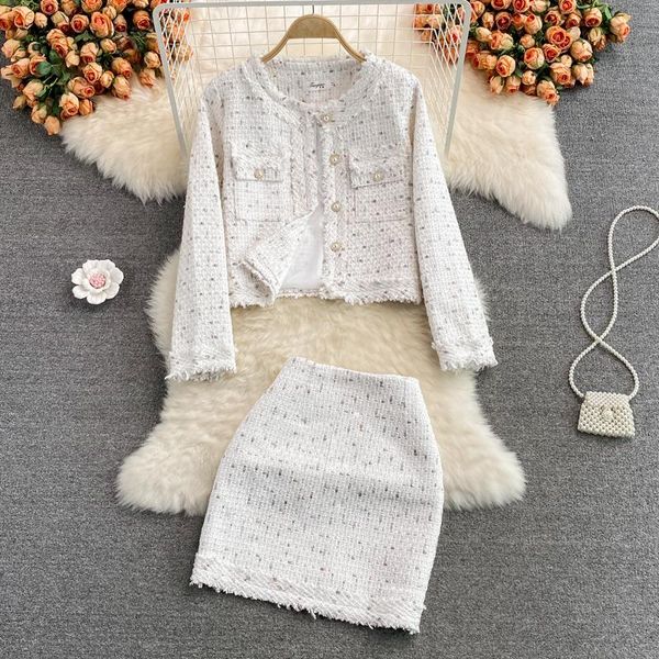two piece dress ladies style fringed tweed jacket casual short two-piece suit high waist skirt women, White
two piece dress ladies style fringed tweed jacket casual short two-piece suit high waist skirt women, White