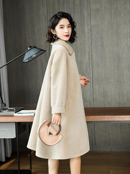 women's fur & faux real wool coat with natural mink collar long warm winter jacket women sheep shearing coats 2021 jdx18d012, Black
women's fur & faux real wool coat with natural mink collar long warm winter jacket women sheep shearing coats 2021 jdx18d012, Black