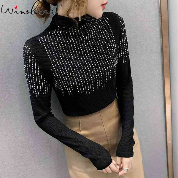 women's t-shirt spring summer korean style girls fashion shiny diamonds women long sleeve bottoming shirt tees t12210a 0, White
women's t-shirt spring summer korean style girls fashion shiny diamonds women long sleeve bottoming shirt tees t12210a 0, White