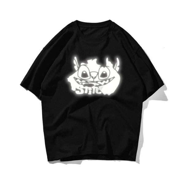 hip hop fashion brand reflective laser printing men's short sleeve drop shoulder loose large half sleeve, White;black 
hip hop fashion brand reflective laser printing men's short sleeve drop shoulder loose large half sleeve, White;black