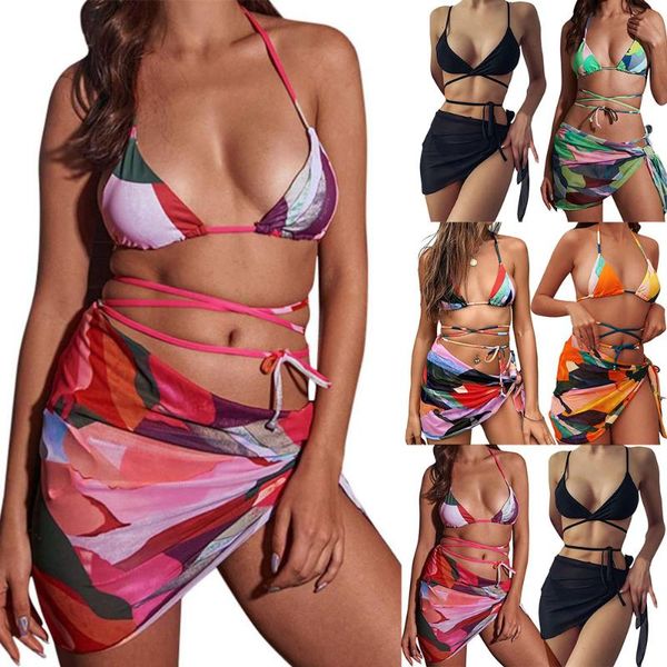 women's swimwear women bikini halter swimsuit print summer beach straps swimming suit for, White;black
women's swimwear women bikini halter swimsuit print summer beach straps swimming suit for, White;black
