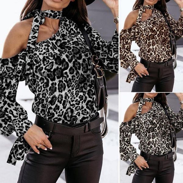 women's blouses & shirts women blouse long sleeve oblique shoulder elegant off leopard office lady party shirt, White 
women's blouses & shirts women blouse long sleeve oblique shoulder elegant off leopard office lady party shirt, White