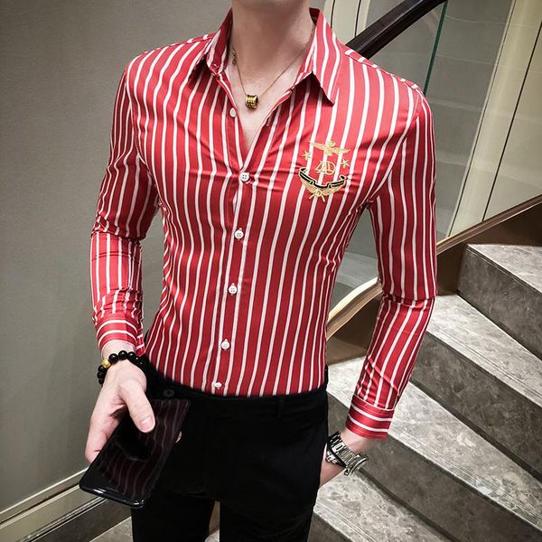 women's blouses & shirts 2021 design men's fashions slim stripe embroidery print business formal shirt casual long sleeves men che, White 
women's blouses & shirts 2021 design men's fashions slim stripe embroidery print business formal shirt casual long sleeves men che, White