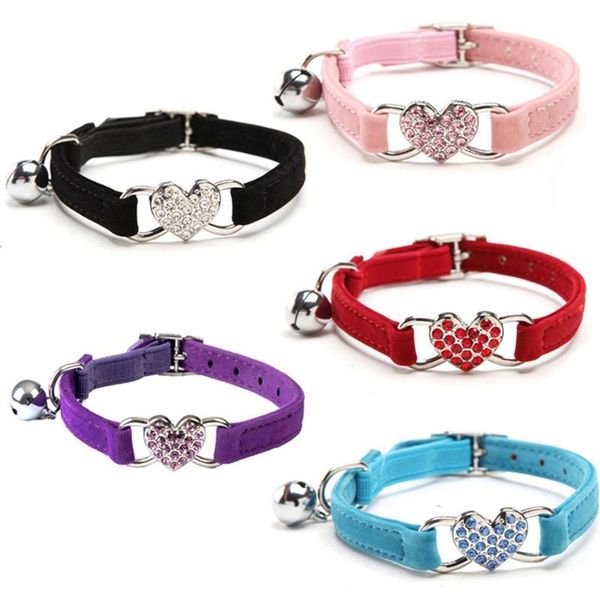 rhinestones heart cat collar puppies dog safety elastic adjustable charm and bell soft velvet material 5 colors
rhinestones heart cat collar puppies dog safety elastic adjustable charm and bell soft velvet material 5 colors