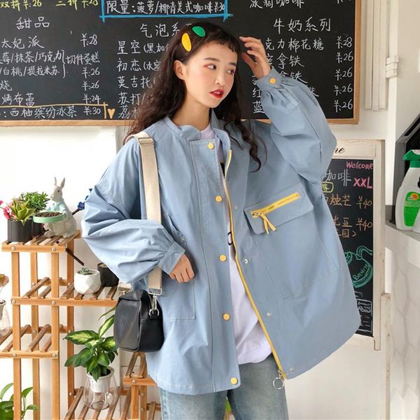 women's trench coats autumn blouse female 2021 student casual loose long section simple large pocket wild windbreaker jacket tide, Tan;black
women's trench coats autumn blouse female 2021 student casual loose long section simple large pocket wild windbreaker jacket tide, Tan;black