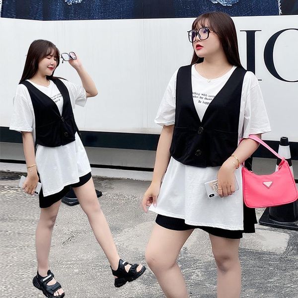 plus size tracksuits 2021 summer large women's fat girls clothing set embroidered white t-shirt + vest two piece suit oversize xl-4xl, Black
plus size tracksuits 2021 summer large women's fat girls clothing set embroidered white t-shirt + vest two piece suit oversize xl-4xl, Black