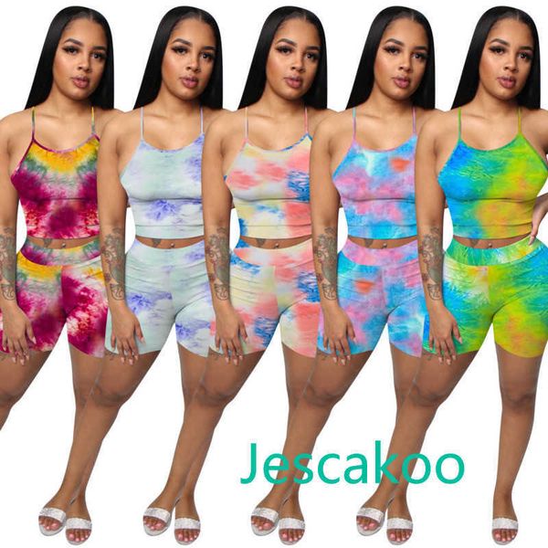 designer shorts tracksuit women 2 piece set tie dye printed rainbow sling sleeveless shorts sports suit summer fashion clothes, Gray
designer shorts tracksuit women 2 piece set tie dye printed rainbow sling sleeveless shorts sports suit summer fashion clothes, Gray