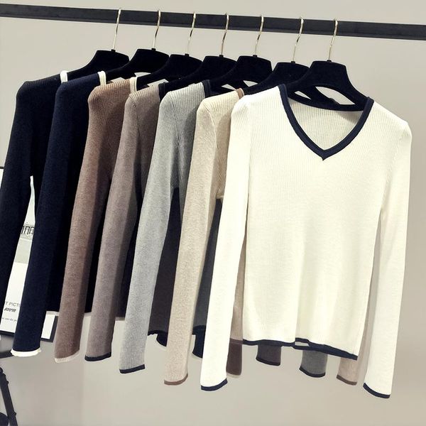 women's sweaters autumn long sleeve women sweater woman for 2021 v-neck knitted pullovers blusa e210, White;black
women's sweaters autumn long sleeve women sweater woman for 2021 v-neck knitted pullovers blusa e210, White;black