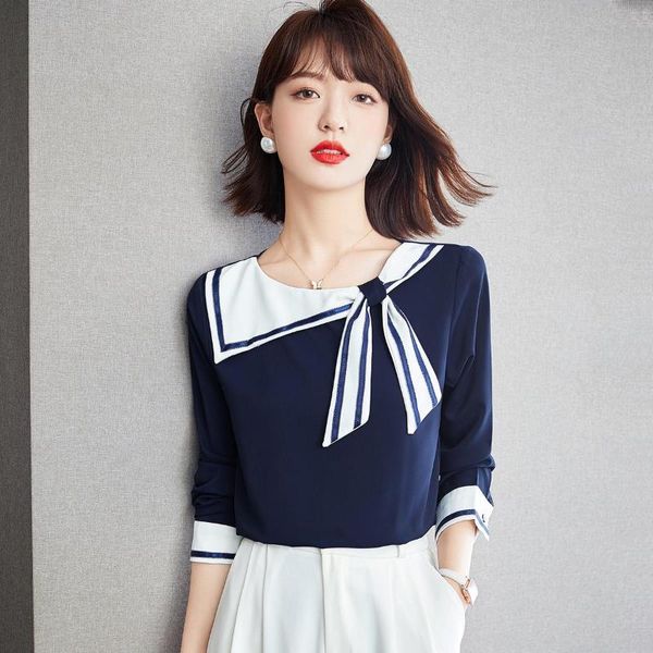 women's blouses & shirts autumn navy long sleeve chiffon womens office lady blusa mujer blusas de moda 2021 verano feminina, White
women's blouses & shirts autumn navy long sleeve chiffon womens office lady blusa mujer blusas de moda 2021 verano feminina, White