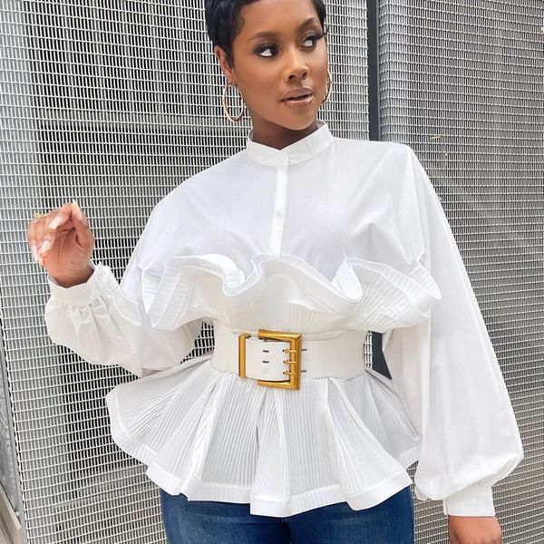 women's blouses & shirts rmsfe 2021 fashionable and elegant young ruffle long sleeve round neck metal belt waist three-dimensional wome, White
women's blouses & shirts rmsfe 2021 fashionable and elegant young ruffle long sleeve round neck metal belt waist three-dimensional wome, White