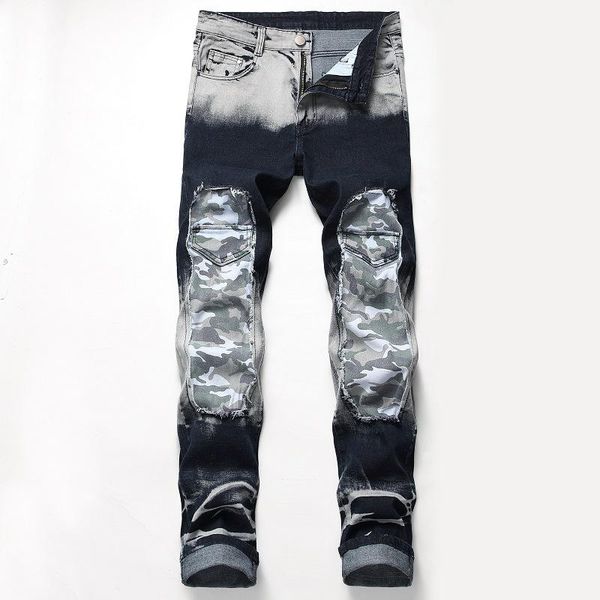 high-quality men fashion distressed ripped skinny jeans slim fit motorcycle moto biker jeans splicing denim hip hop punk, Blue
high-quality men fashion distressed ripped skinny jeans slim fit motorcycle moto biker jeans splicing denim hip hop punk, Blue