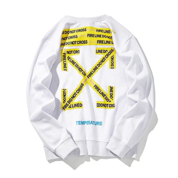 18ss autumn offow yellow warning line white loose pullover long sleeve sweater street men's and women's coats, Black
18ss autumn offow yellow warning line white loose pullover long sleeve sweater street men's and women's coats, Black
