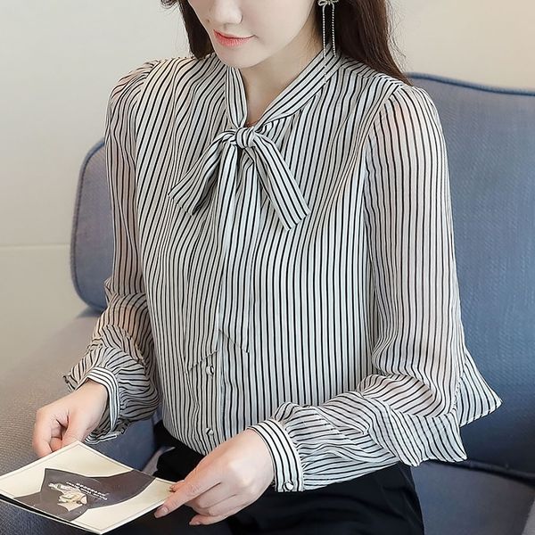 2021 spring for women striped blouses bowknot shirt chiffon long sleeve plus size women's clothes ttlp, Black
2021 spring for women striped blouses bowknot shirt chiffon long sleeve plus size women's clothes ttlp, Black
